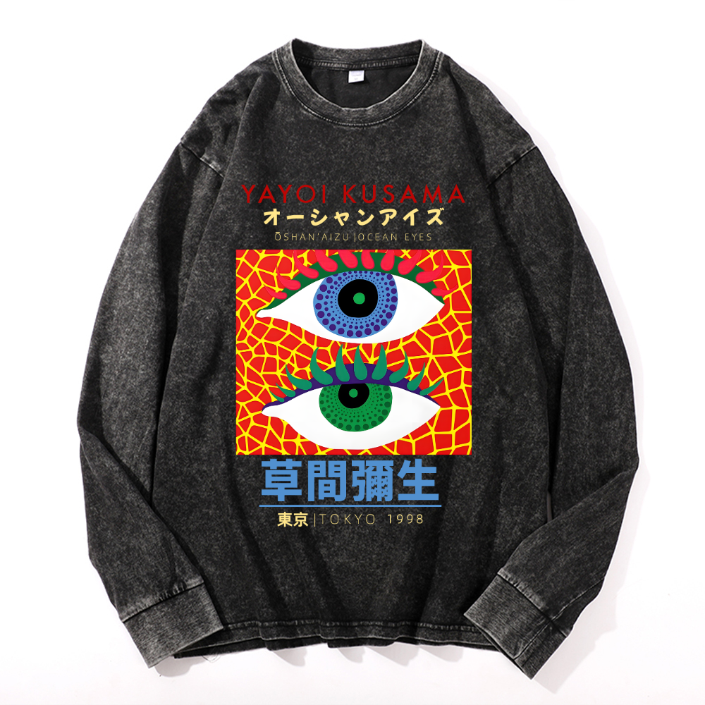 Yayoi Kusama Vintage Cotton Wash Crewneck Long-Sleeve T-Shirt