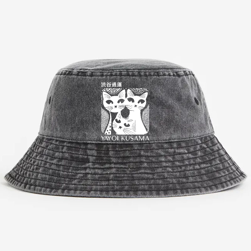 Yayoi Kusama Cat Vintage 100% Cotton Bucket Hat