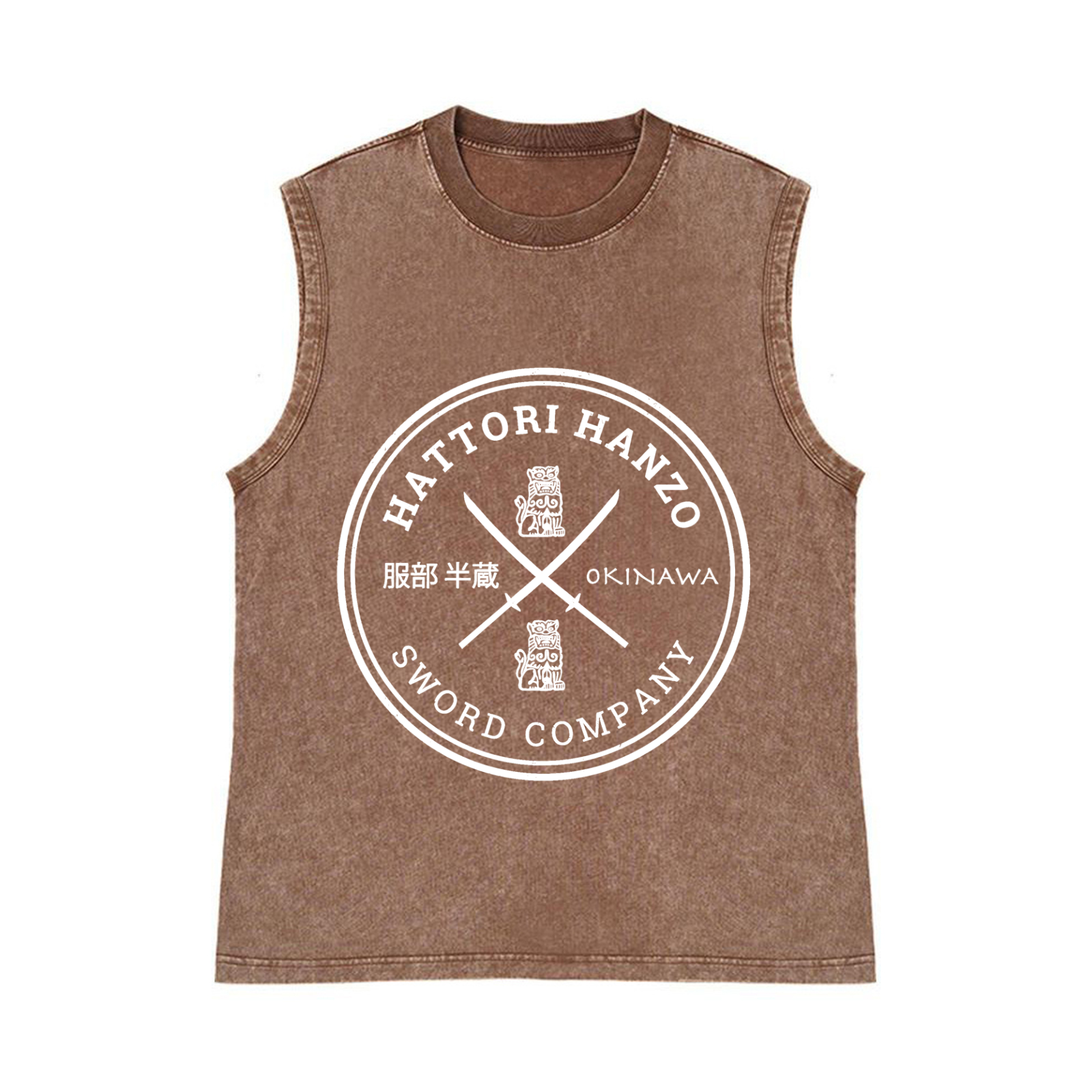 Hattori Hanzo Komainu Okinawa Sword Company Pure Cotton Wash-Dyed Sleeveless Tank Top