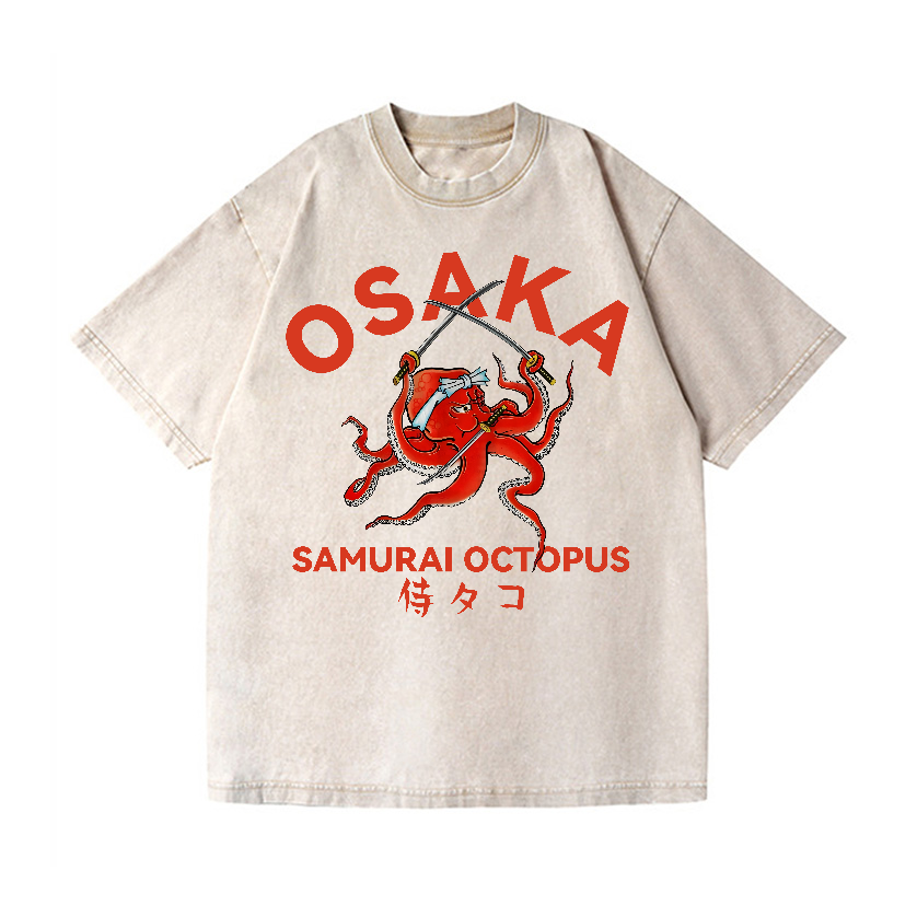 Samurai Octopus Vintage Wash Japanese Design T-Shirt
