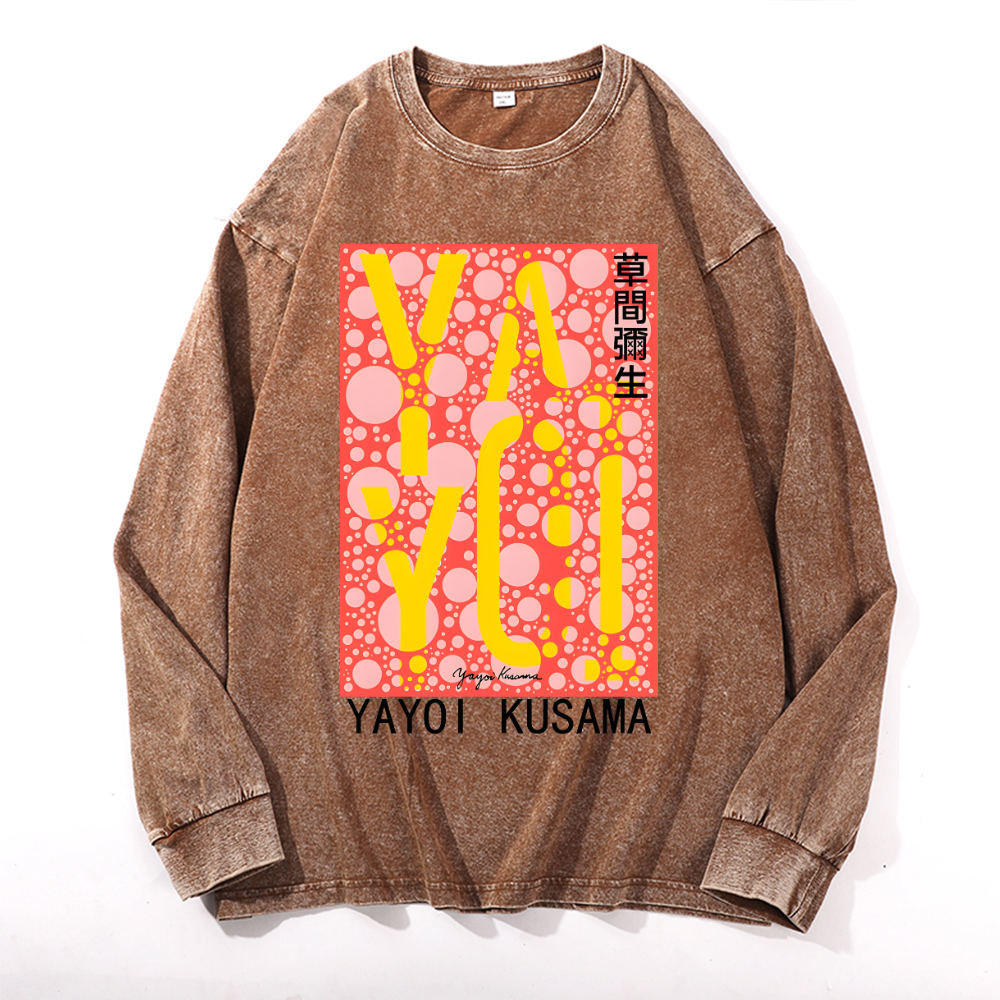 Yayoi Kusama Vintage Cotton Wash Crewneck Long-Sleeve T-Shirt