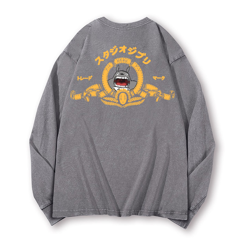 MGM Ghibli Totoro Vintage Washed Cotton Back Art Long-sleeve T-shirt