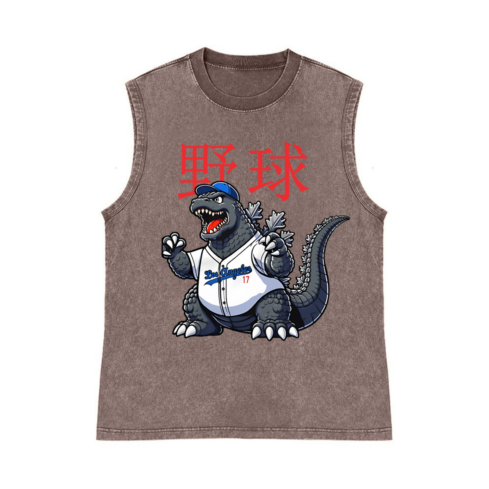 Los Angeles Dodgers Kaiju Tokyo Tiger Baseball Pure Cotton Wash-Dyed Sleeveless Tank Top