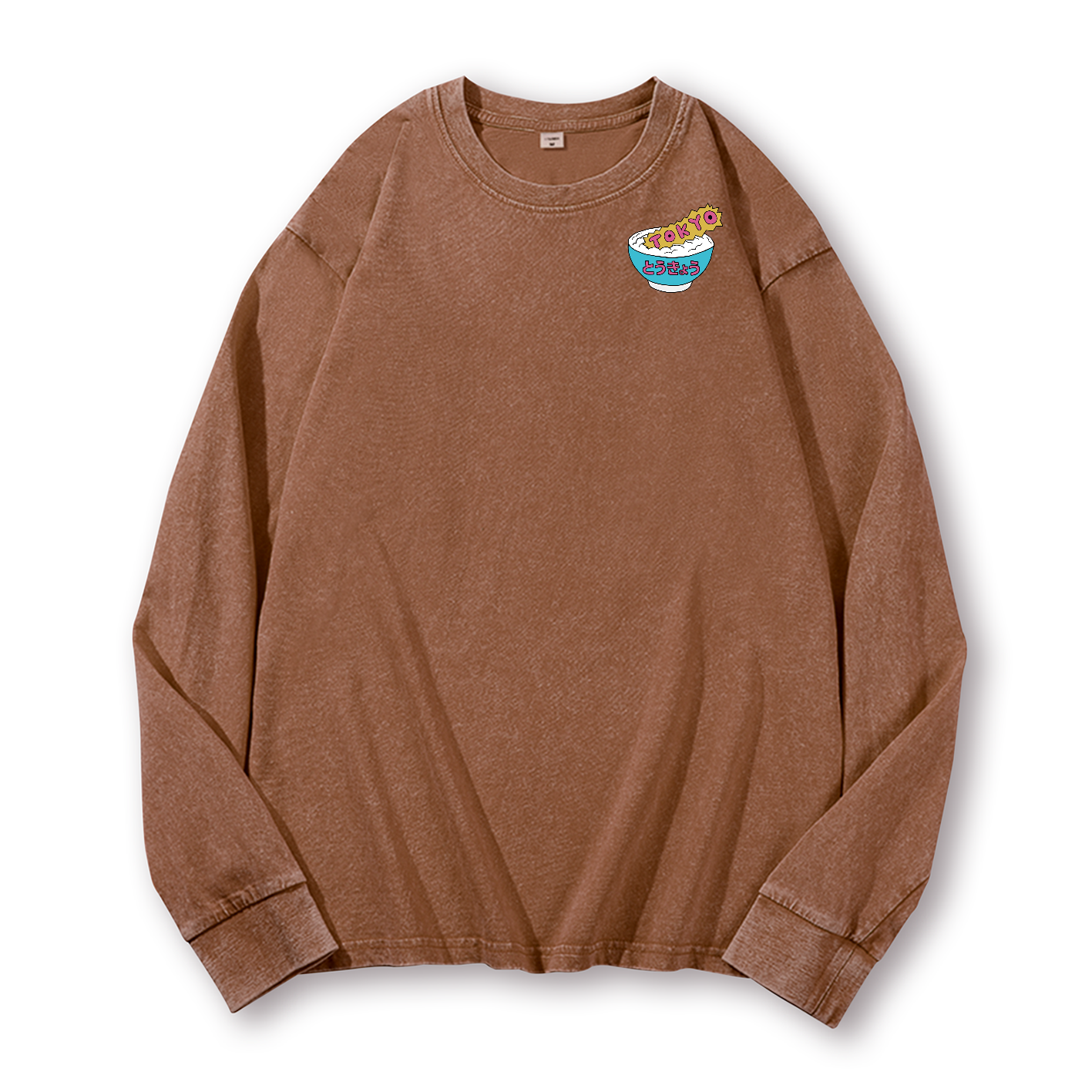 Kaiju The Monster Rice of Tokyo Vintage Washed Cotton Back Art Long-sleeve T-shirt