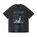 Honda Car  C50 Super Cub Motorcycle Bike Vintage Wash Japanese Design T-Shirt