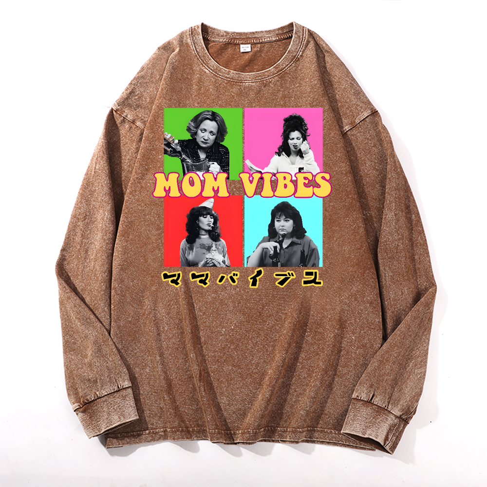Mother's Day Vintage Cotton Wash Long-sleeve T-shirt