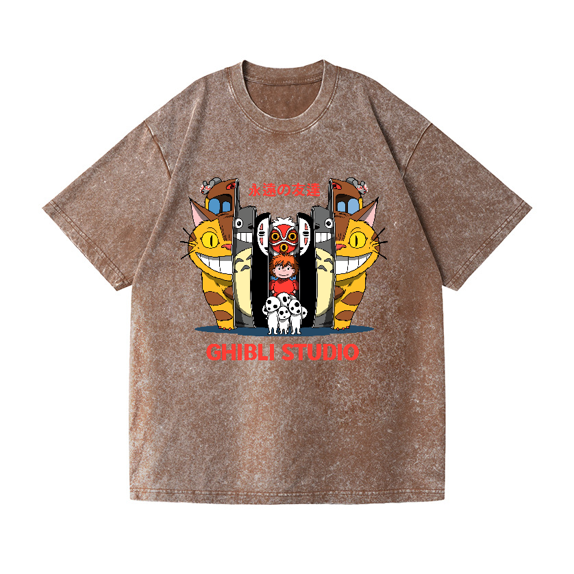 Ghibli Totoro No Face Kaonashi Anime Vintage Wash Japanese Design T-Shirt
