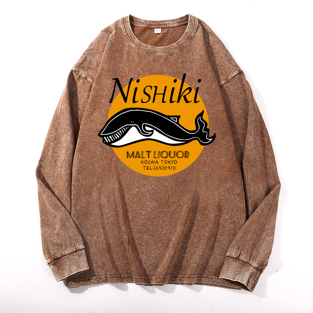 Nishiki Vintage Cotton Wash Crewneck Long-Sleeve T-Shirt