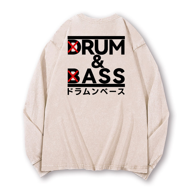 Drum and Bass Vintage Washed Cotton Back Art Long-sleeve T-shirt