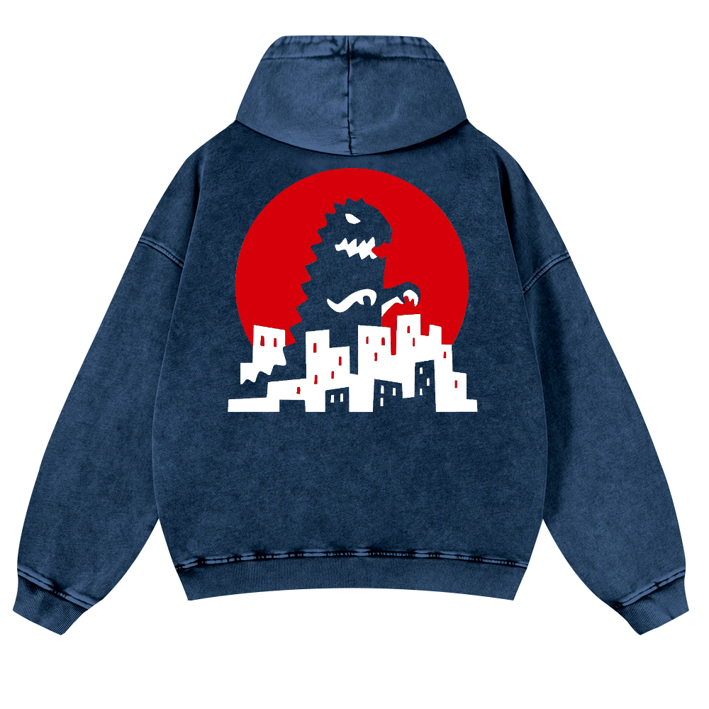 Kaiju Vintage Washed Cotton Back Art Hoodie