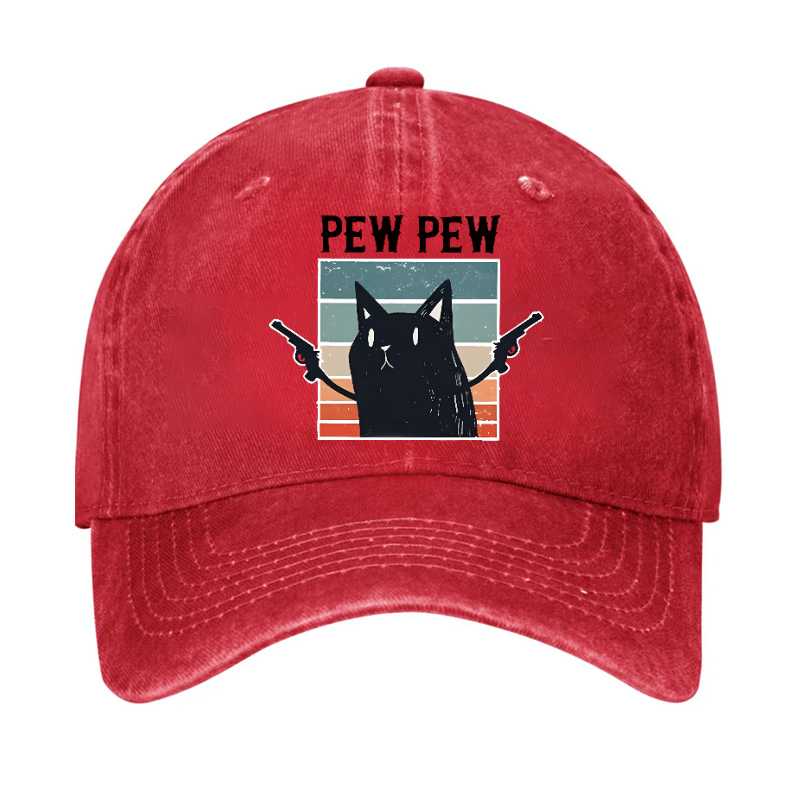 Pew Pew Cat Vintage Cotton Cap