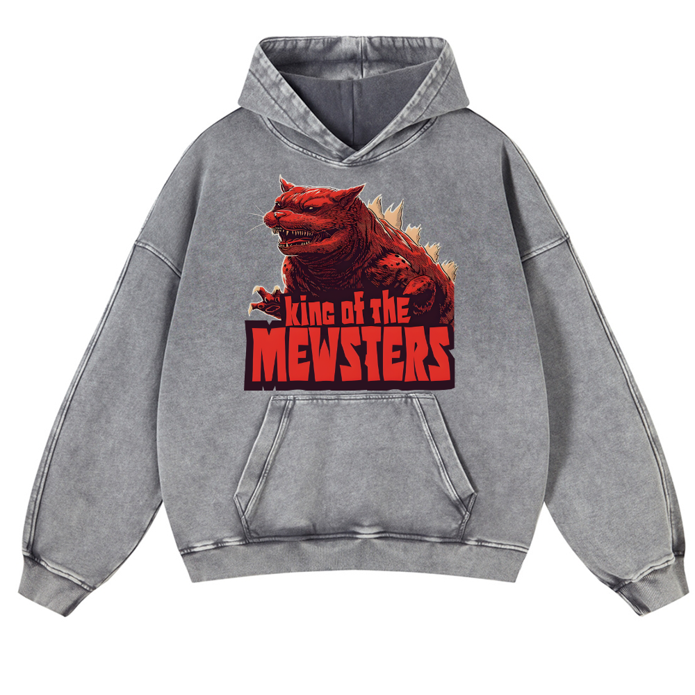 Catzilla Cat Kaiju Vintage Washed Thick Cotton Hoodie