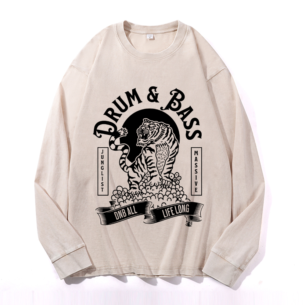 Vintage Cotton Wash Crewneck Long-Sleeve T-Shirt