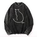 Mila Cat Vintage Cotton Wash Long-sleeve T-shirt