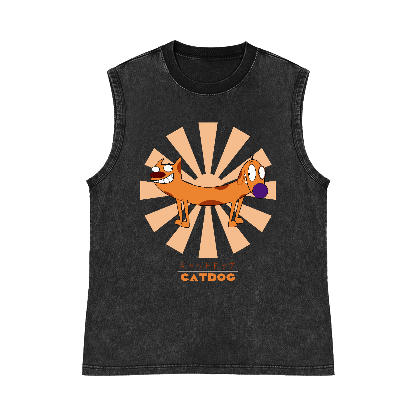 Catdog Pure Cotton Wash-Dyed Sleeveless Tank Top