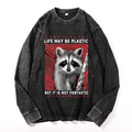 Vintage Cotton Wash Crewneck Long-Sleeve T-Shirt