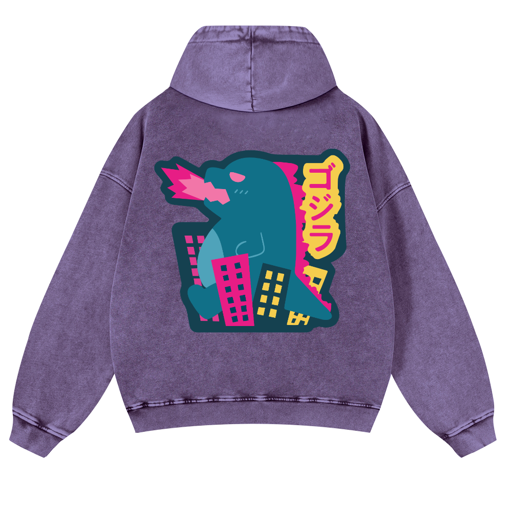 Kaiju Vintage Washed Cotton Back Art Hoodie