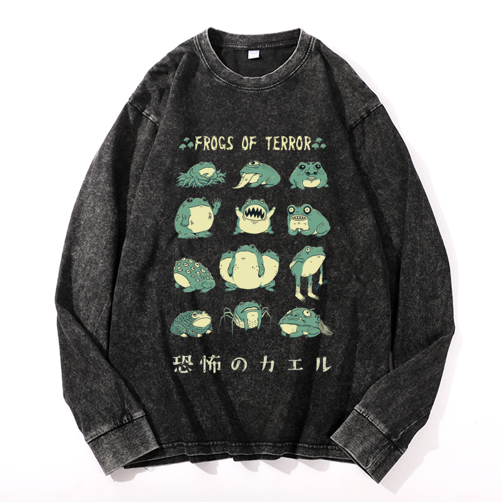 Vintage Cotton Wash Crewneck Long-Sleeve T-Shirt