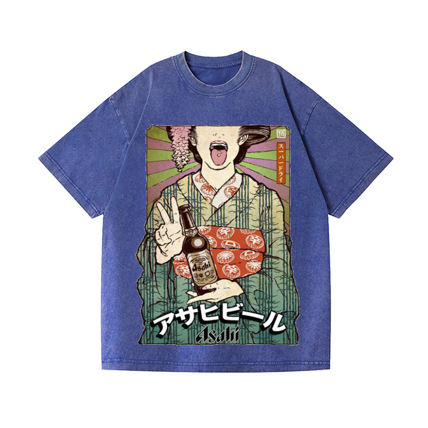 Asahi Breweries Beer Vintage Wash Japanese Design T-Shirt