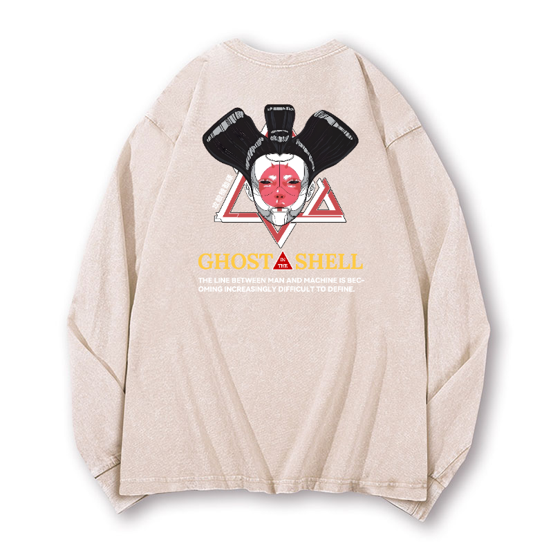 Ghost in the Shell Geisha Vintage Washed Cotton Back Art Long-sleeve T-shirt