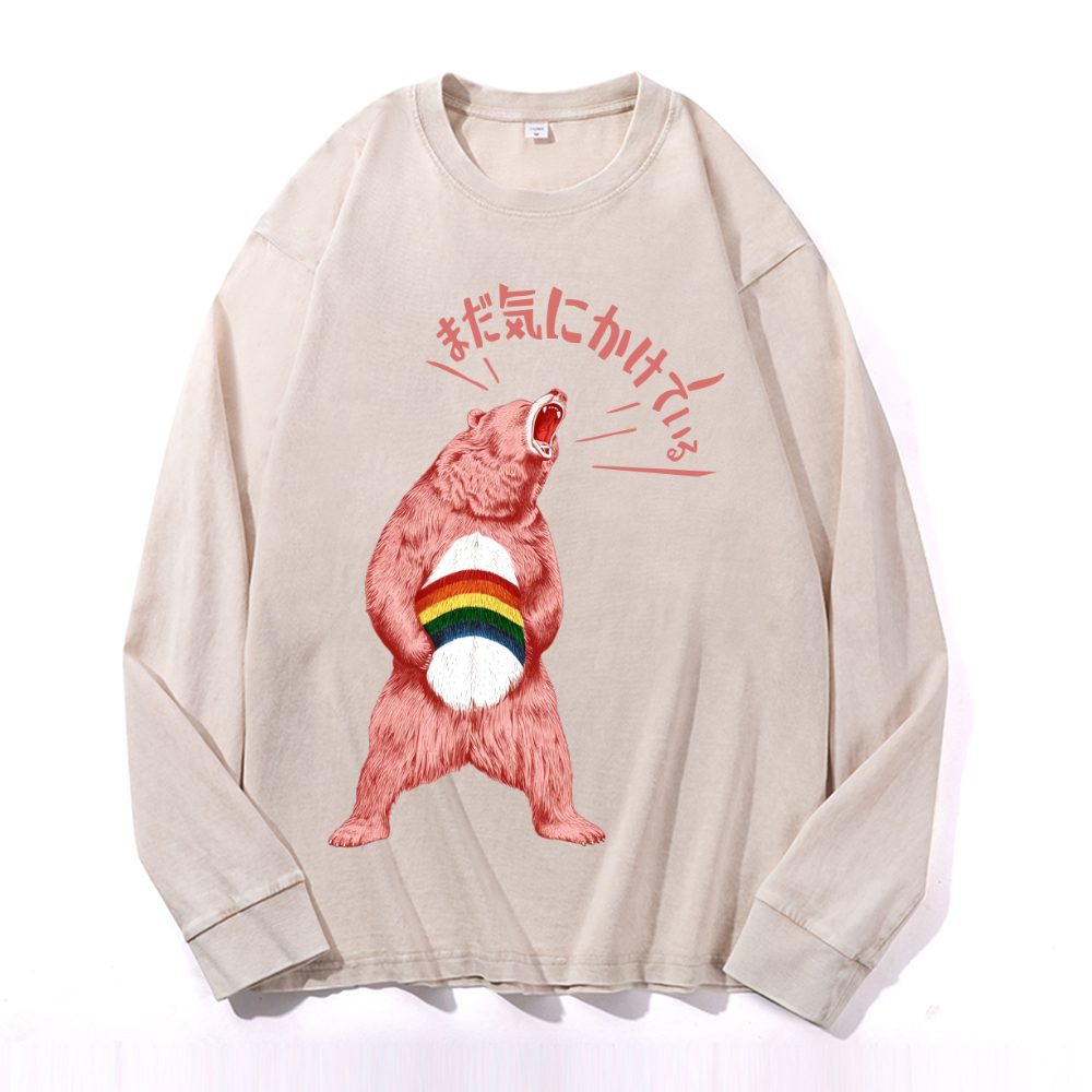 Vintage Cotton Wash Crewneck Long-Sleeve T-Shirt