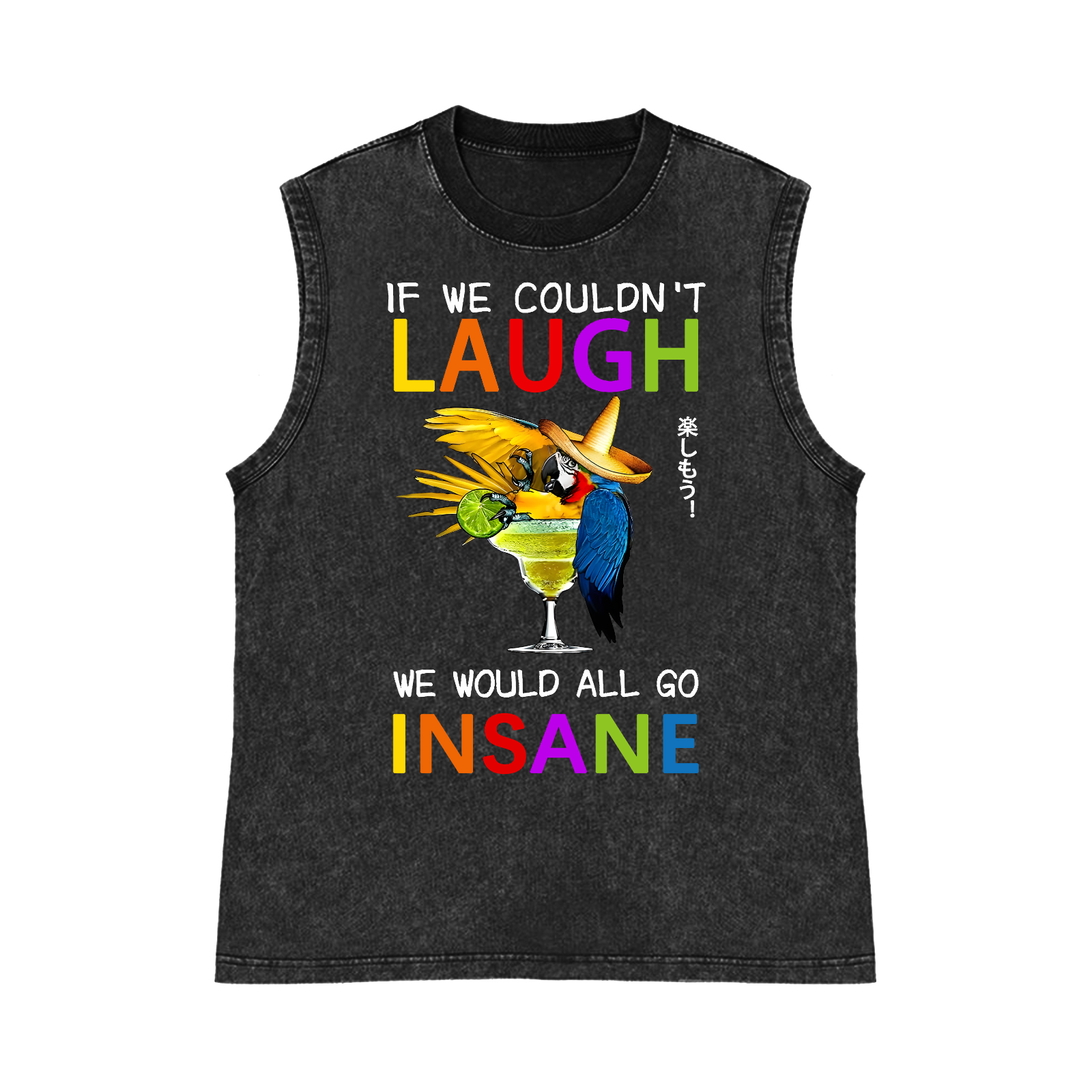 Parrot Pure Cotton Wash-Dyed Sleeveless Tank Top