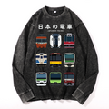 Trains Vintage Cotton Wash Crewneck Long-Sleeve T-Shirt