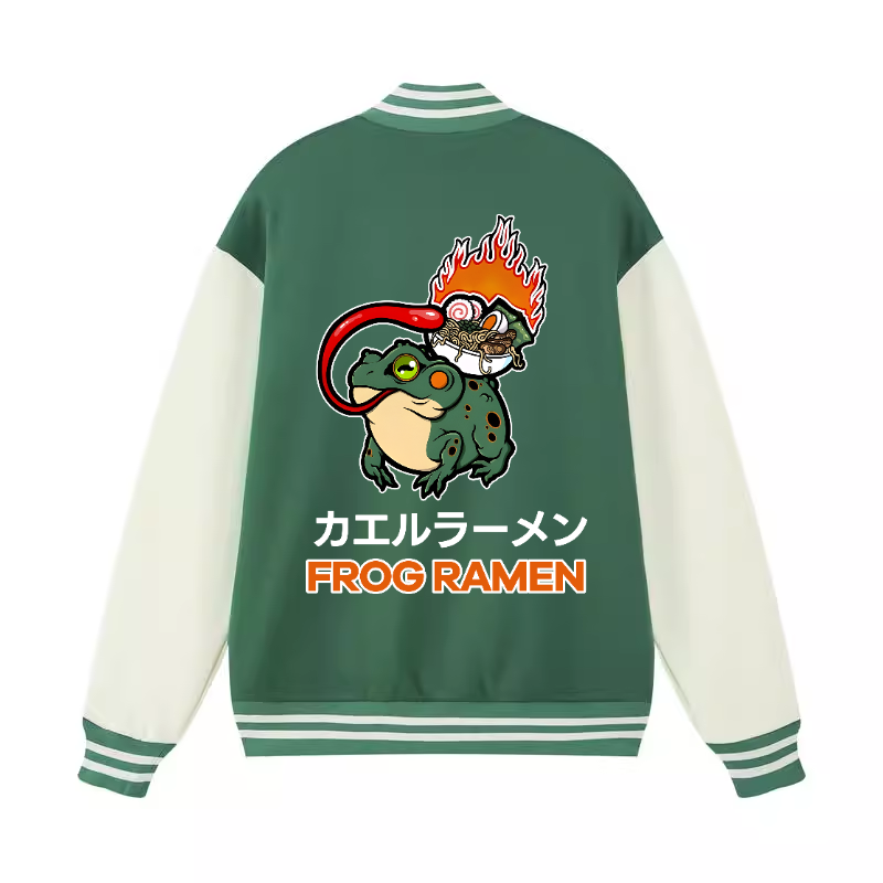 Frog Ramen Vintage Cotton Varsity Jacket
