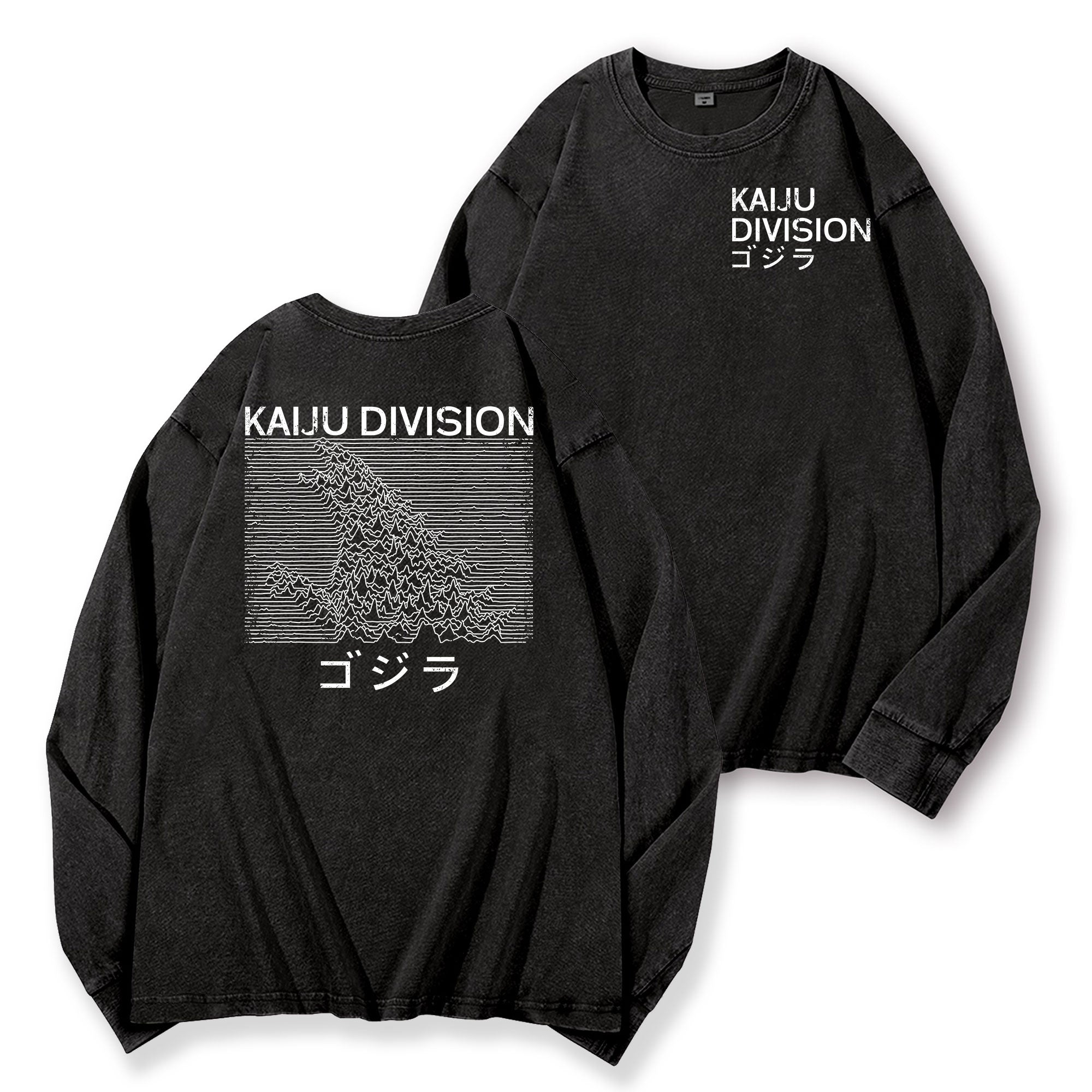 Kaiju Kaiju Monster Division Vintage Washed Cotton Back Art Long-sleeve T-shirt