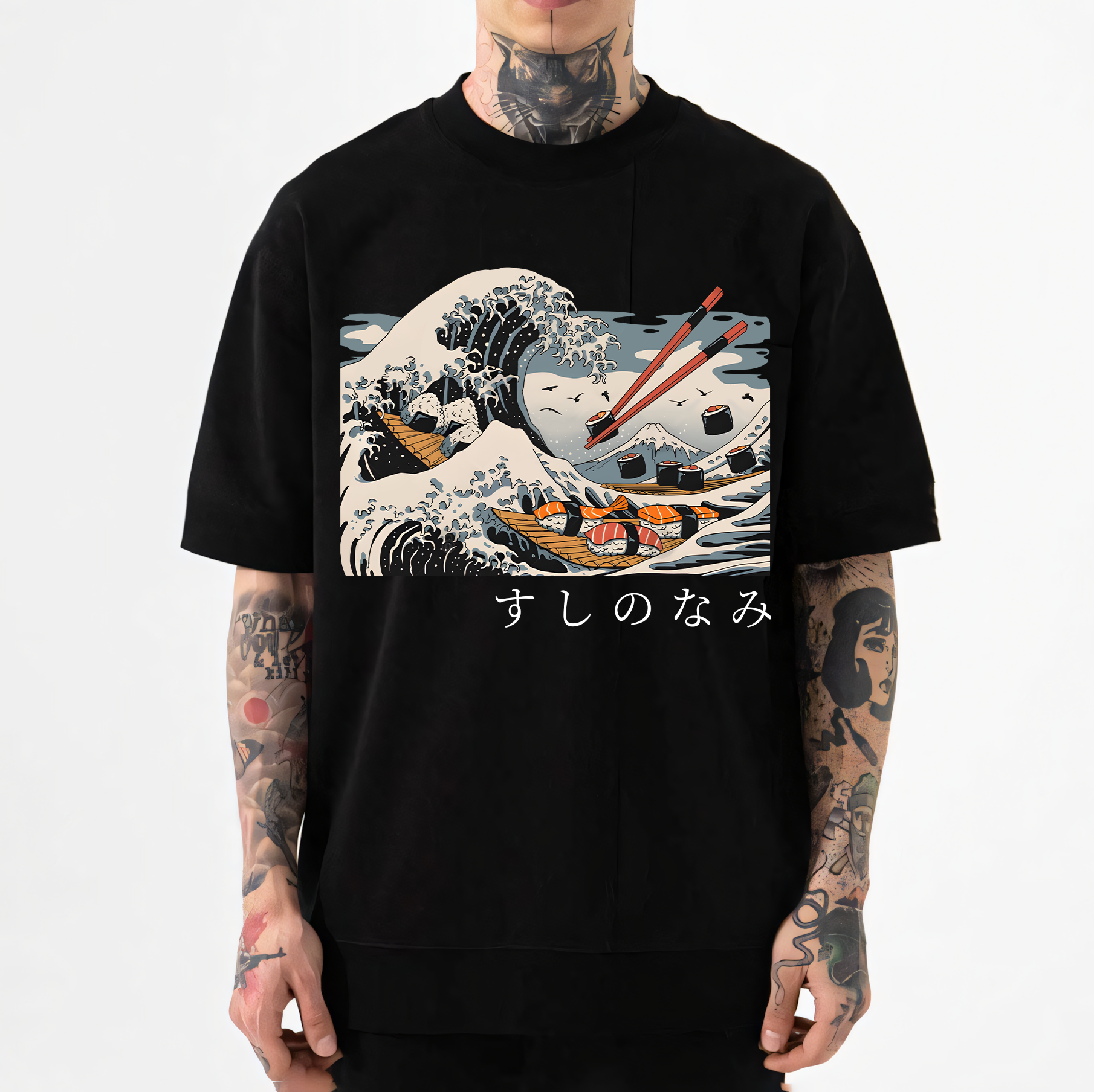 Sushi Great Wave Ukiyoe Japanese Style Classic Tee