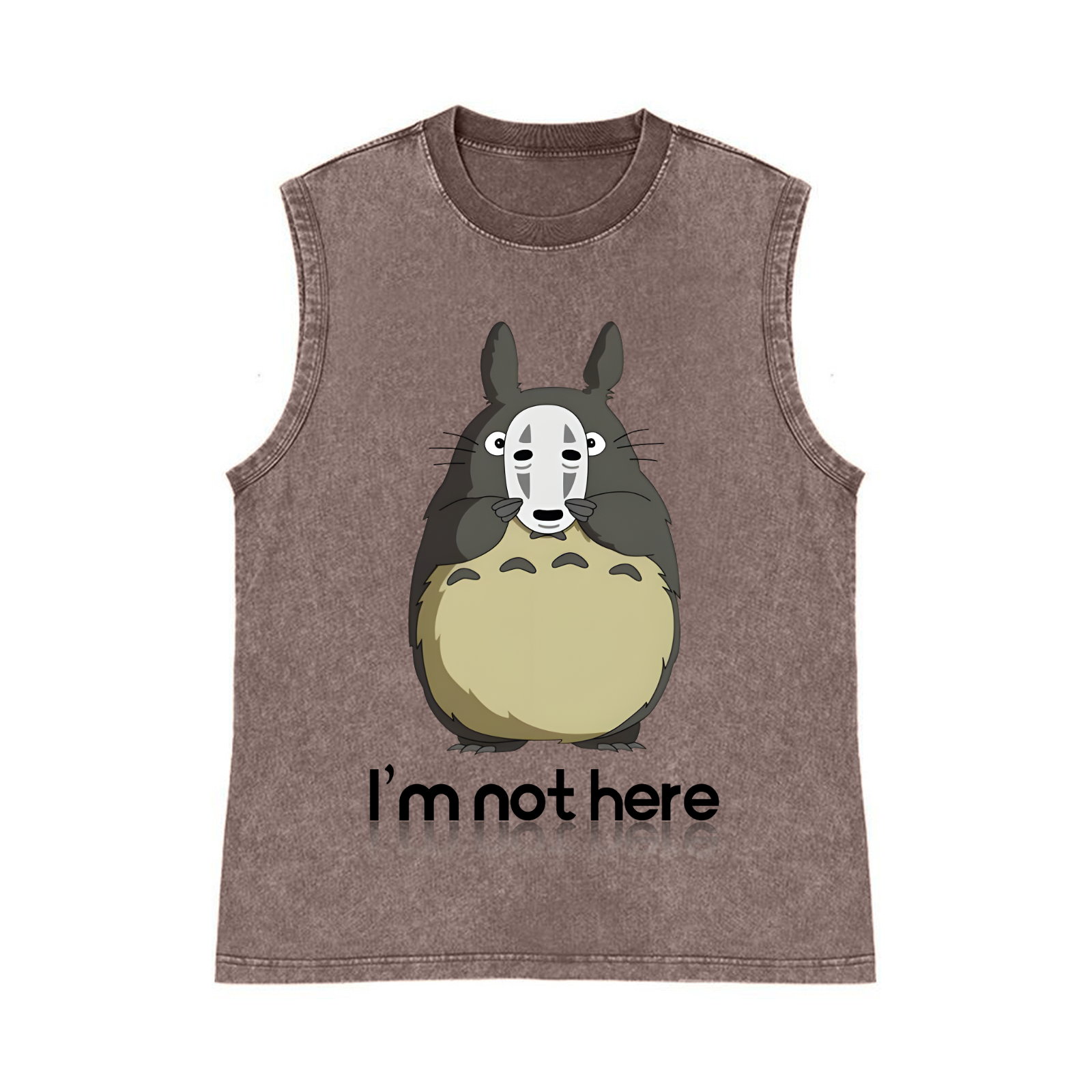 Ghibli Totoro No Face kaonashi Pure Cotton Wash-Dyed Sleeveless Tank Top