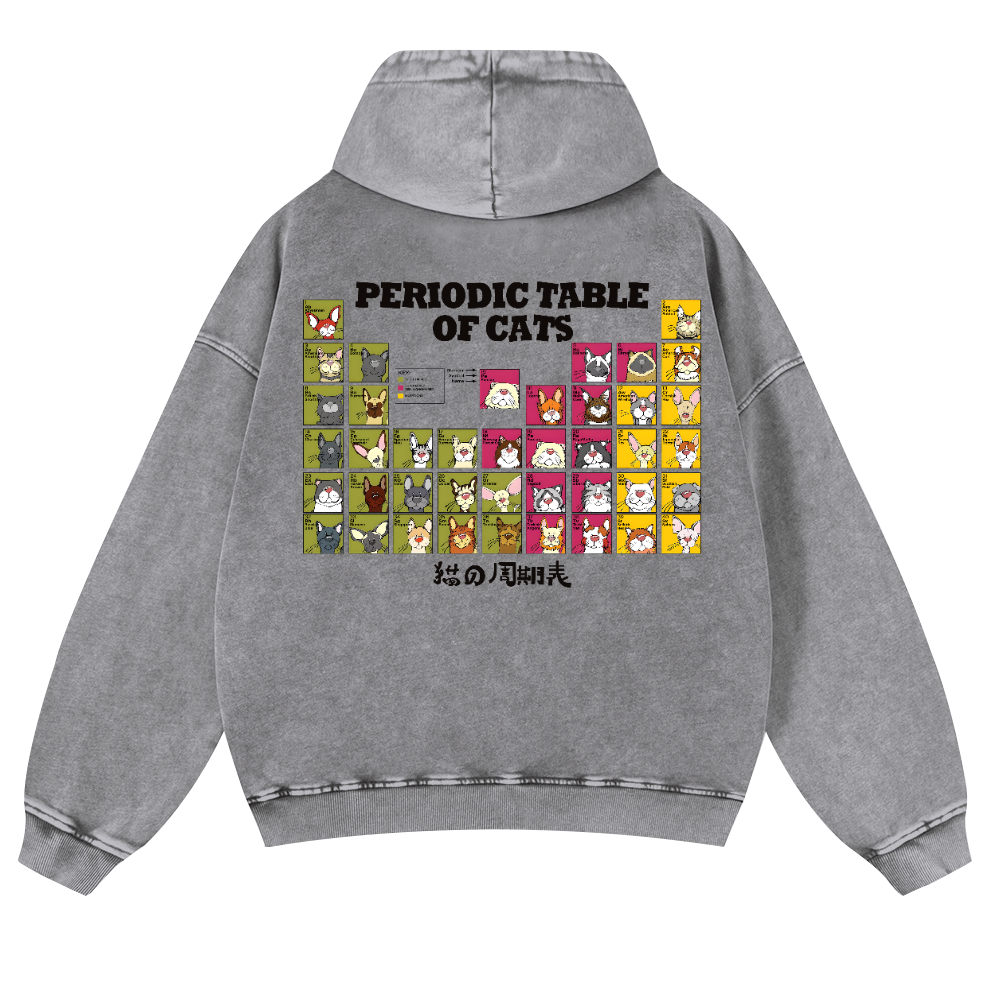 Periodic Table of Cats Vintage Washed Cotton Back Art Hoodie