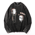 Sushi Vintage Cotton Wash Crewneck Long-Sleeve T-Shirt