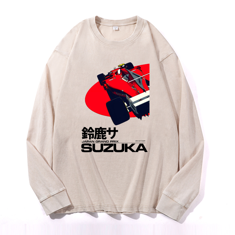 Vintage Cotton Wash Crewneck Long-Sleeve T-Shirt