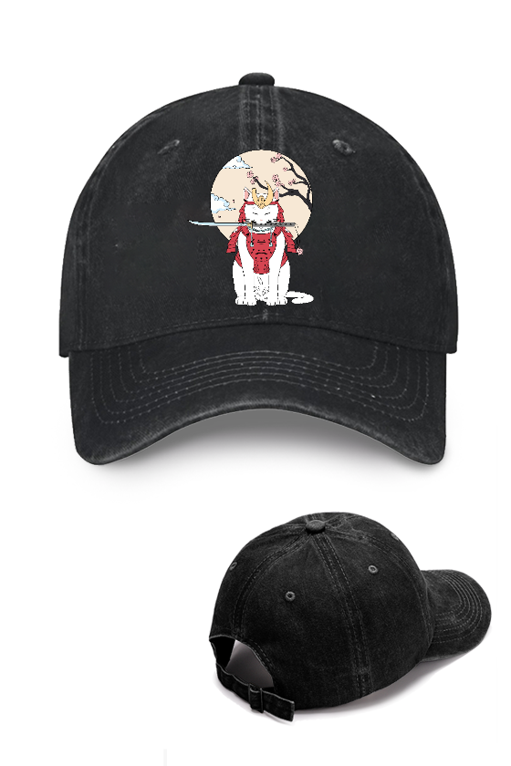 Samurai Cat Vintage Cotton Cap