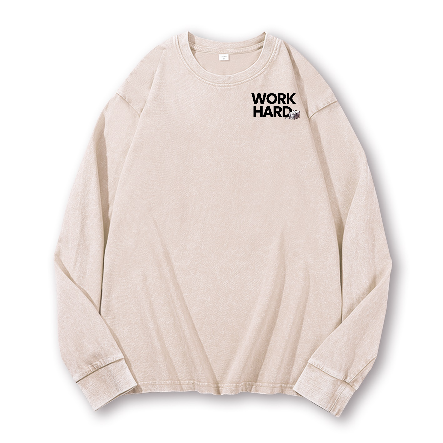 Cat Vintage Washed Cotton Back Art Long-sleeve T-shirt