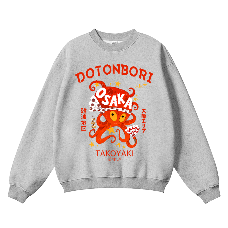 Osaka Dotonbori Takoyaki Vintage Cotton Blend Crewneck Sweatshirt