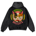 Hokkaido Hellcats Cat Vintage Washed Cotton Back Art Hoodie