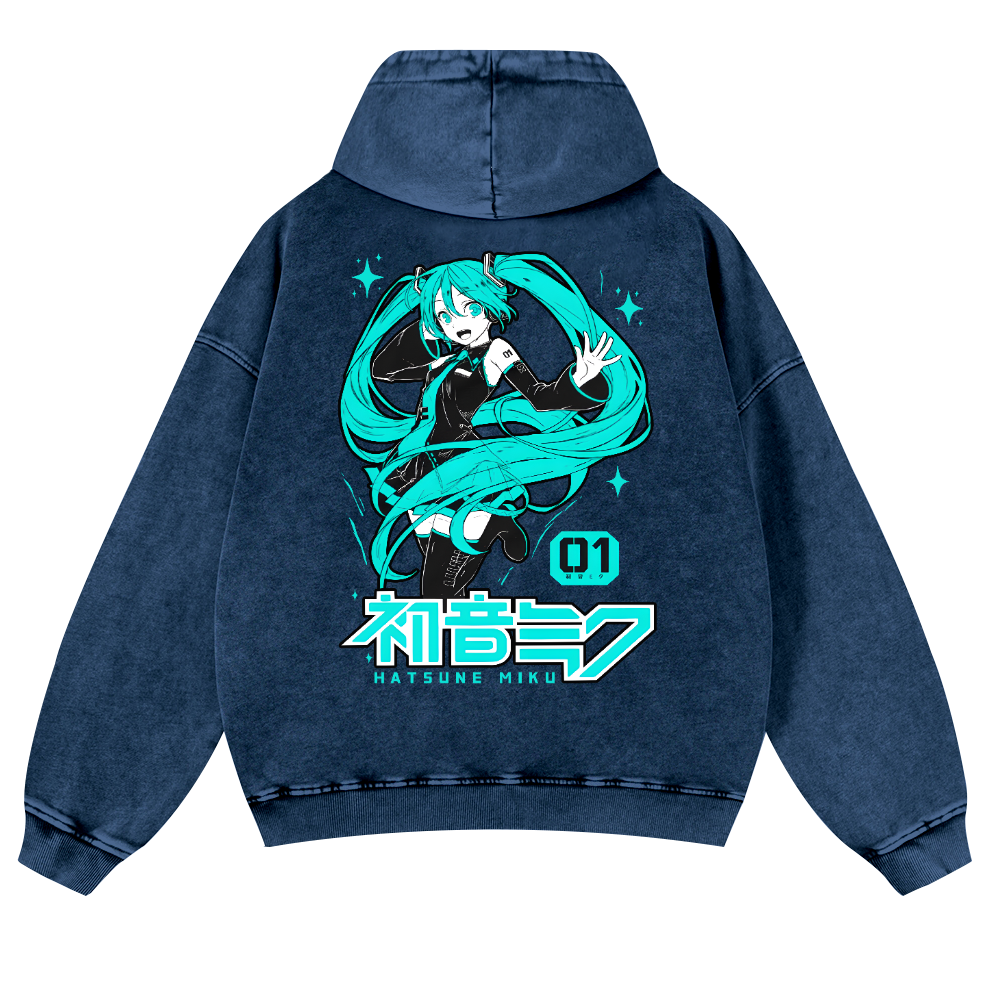 Hatsune Miku Vintage Washed Cotton Back Art Hoodie