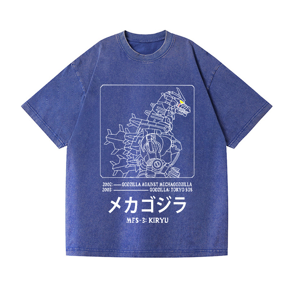 Kaiju Gundam Mechagodzilla Vintage Wash Japanese Design T-Shirt