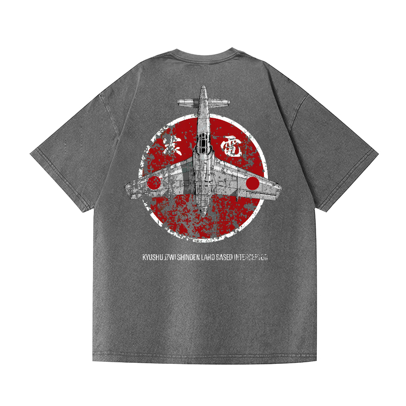 Shinden Fighter Alternate Vintage Wash Japanese Design Back Art T-Shirt