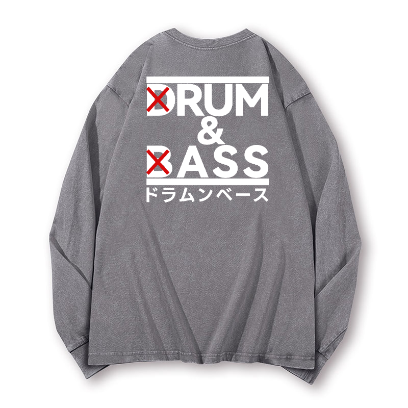 Drum and Bass Vintage Washed Cotton Back Art Long-sleeve T-shirt