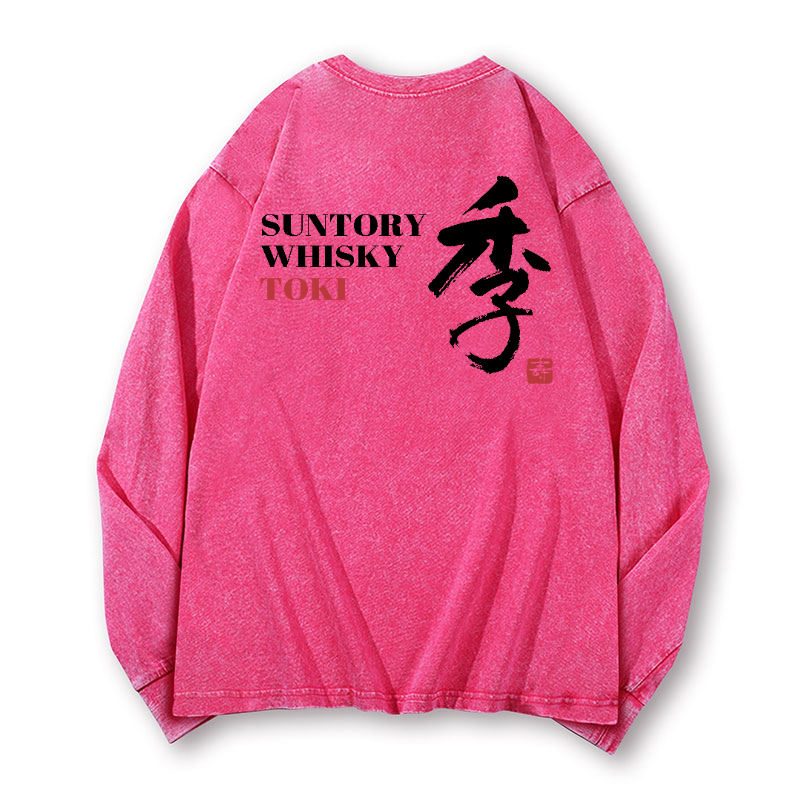 Toki Suntory Whisky Vintage Washed Cotton Back Art Long-sleeve T-shirt