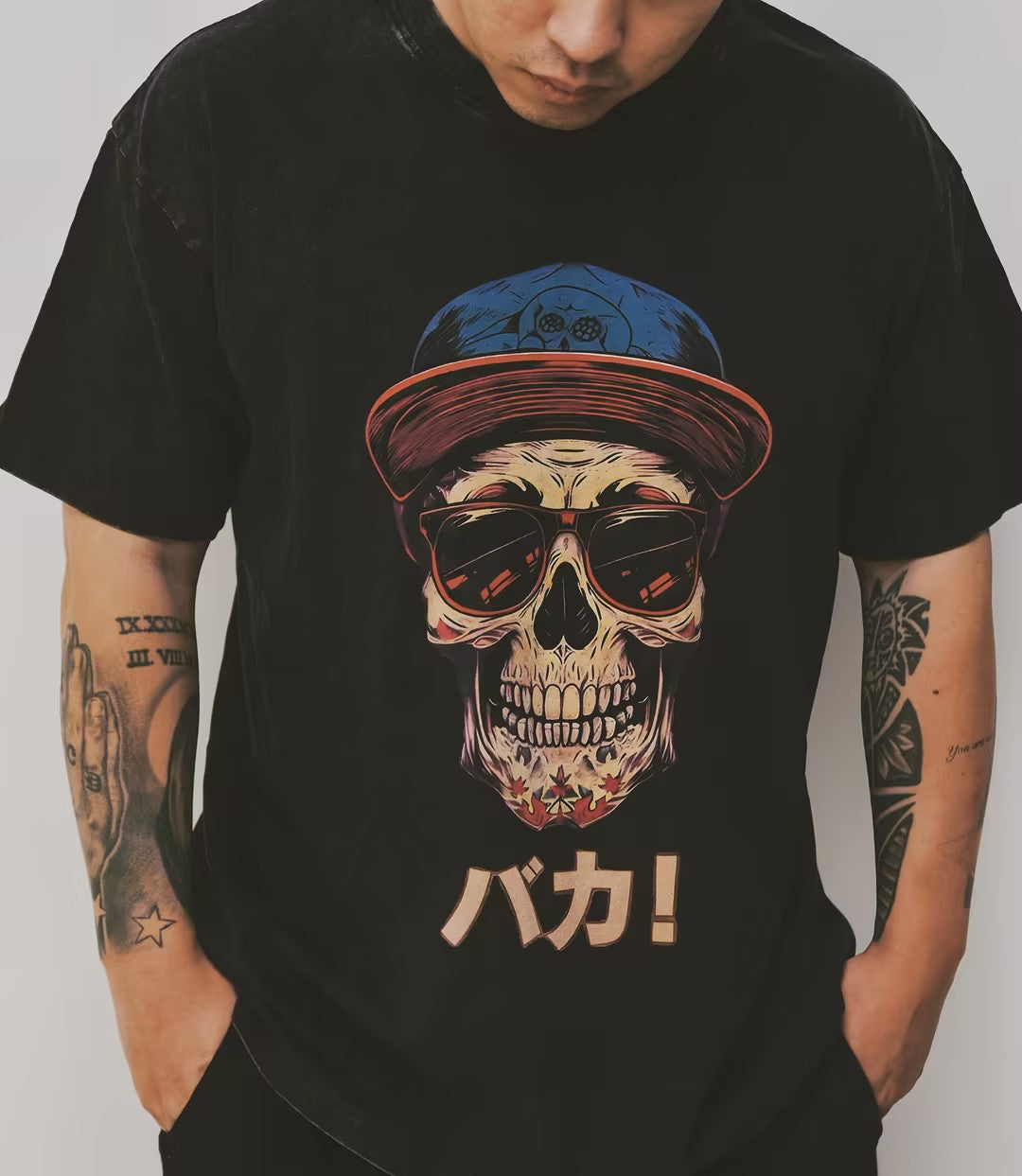 Skull Vintage Wash Japanese Design T-Shirt