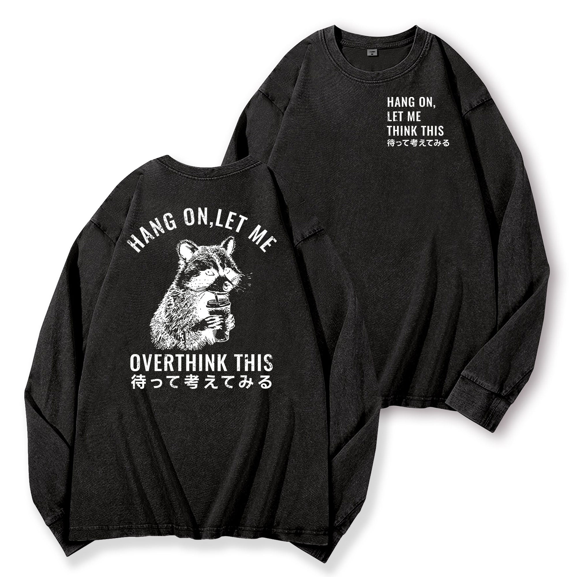 Racoons Vintage Washed Cotton Back Art Long-sleeve T-shirt