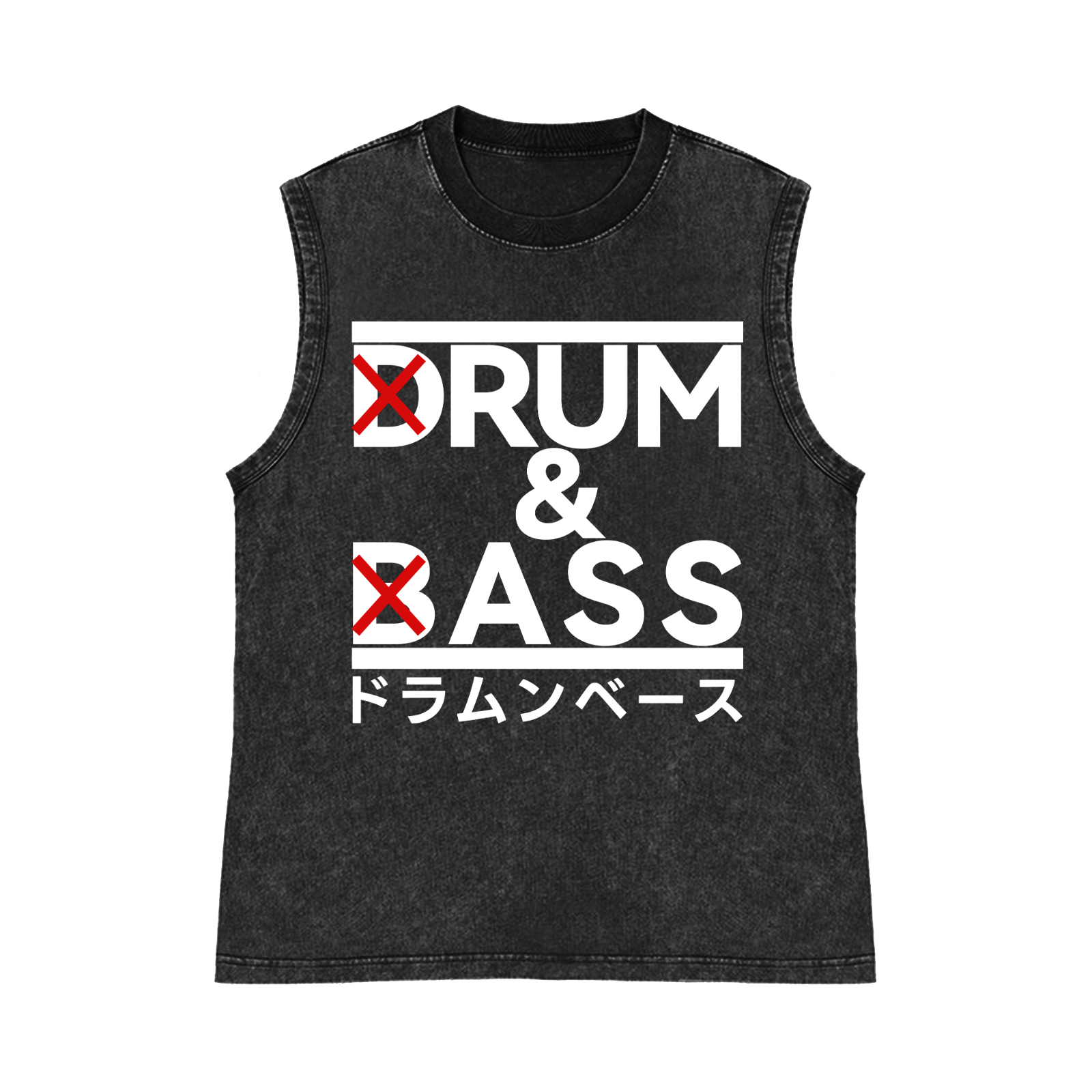 Drum and Bass Pure Cotton Wash-Dyed Sleeveless Tank Top