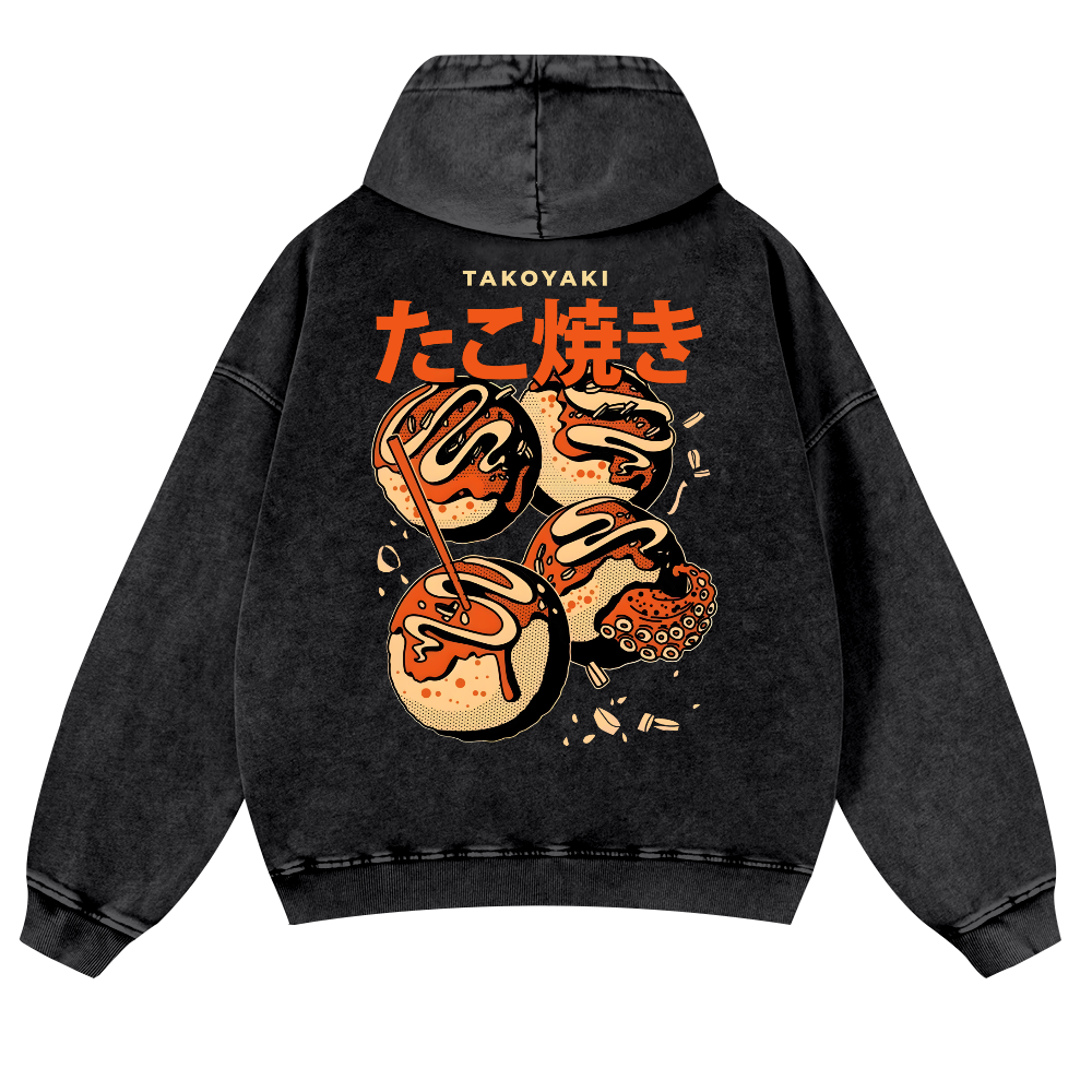 Takoyaki Vintage Washed Cotton Back Art Hoodie