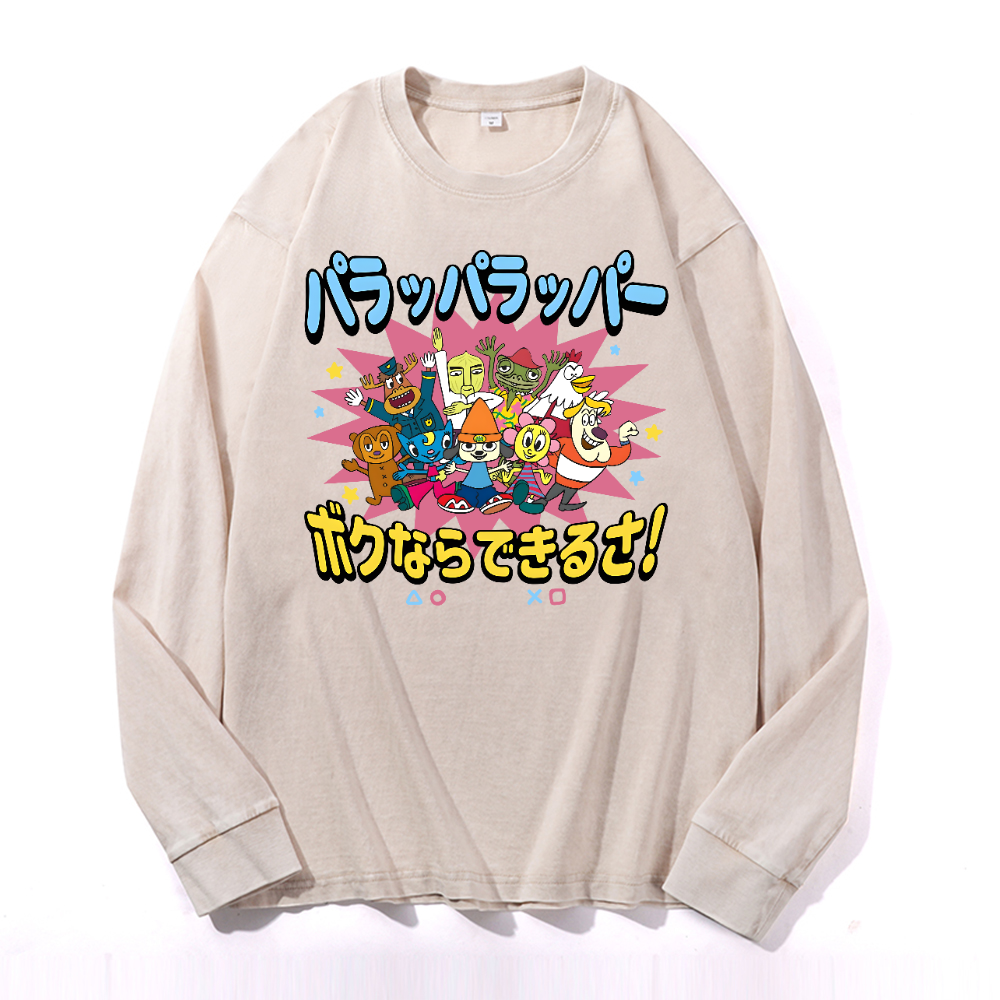 PaRappa the Rapper Vintage Cotton Wash Long-sleeve T-shirt
