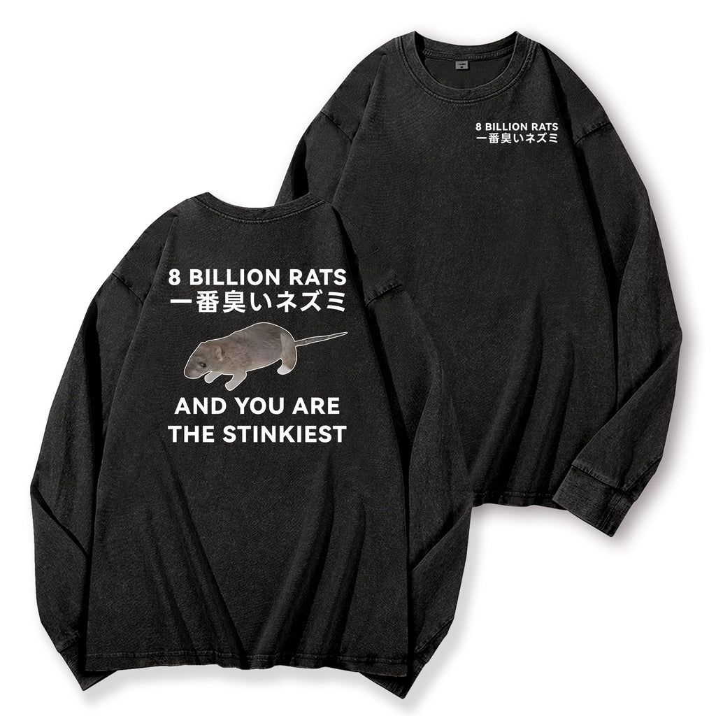 Rat Vintage Washed Cotton Back Art Long-sleeve T-shirt