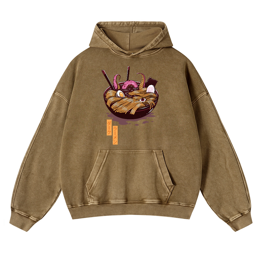 Dark Ramen Vintage Washed Thick Cotton Hoodie
